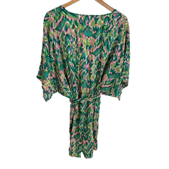 NWT CupShe size XL Green Pink Mini Shorts Romper V Neck Swim Cover Up New Rayon - Picture 4 of 7